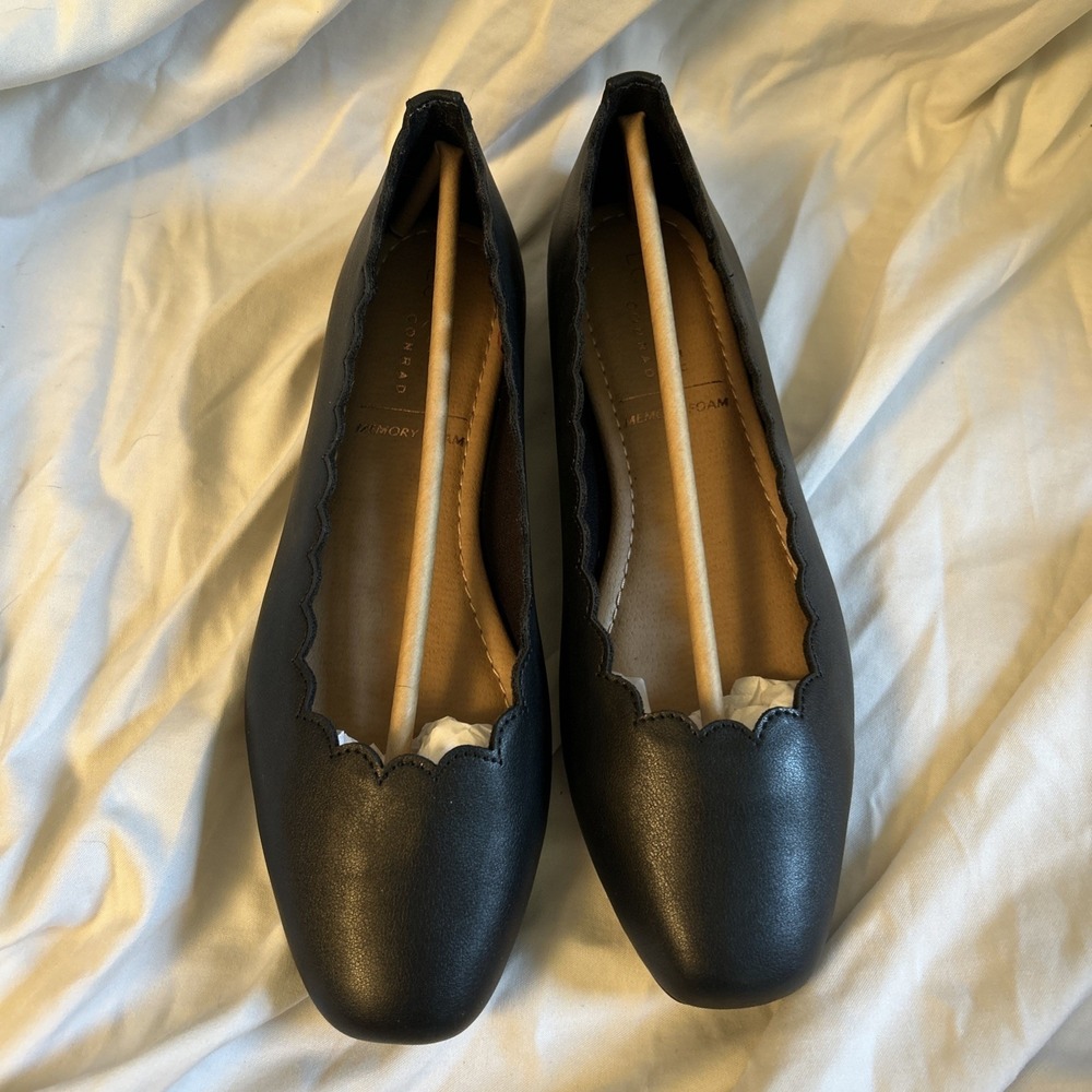 Lauren Conrad Giselle Black Scalloped Ballet Flats Womens 9 Slip On